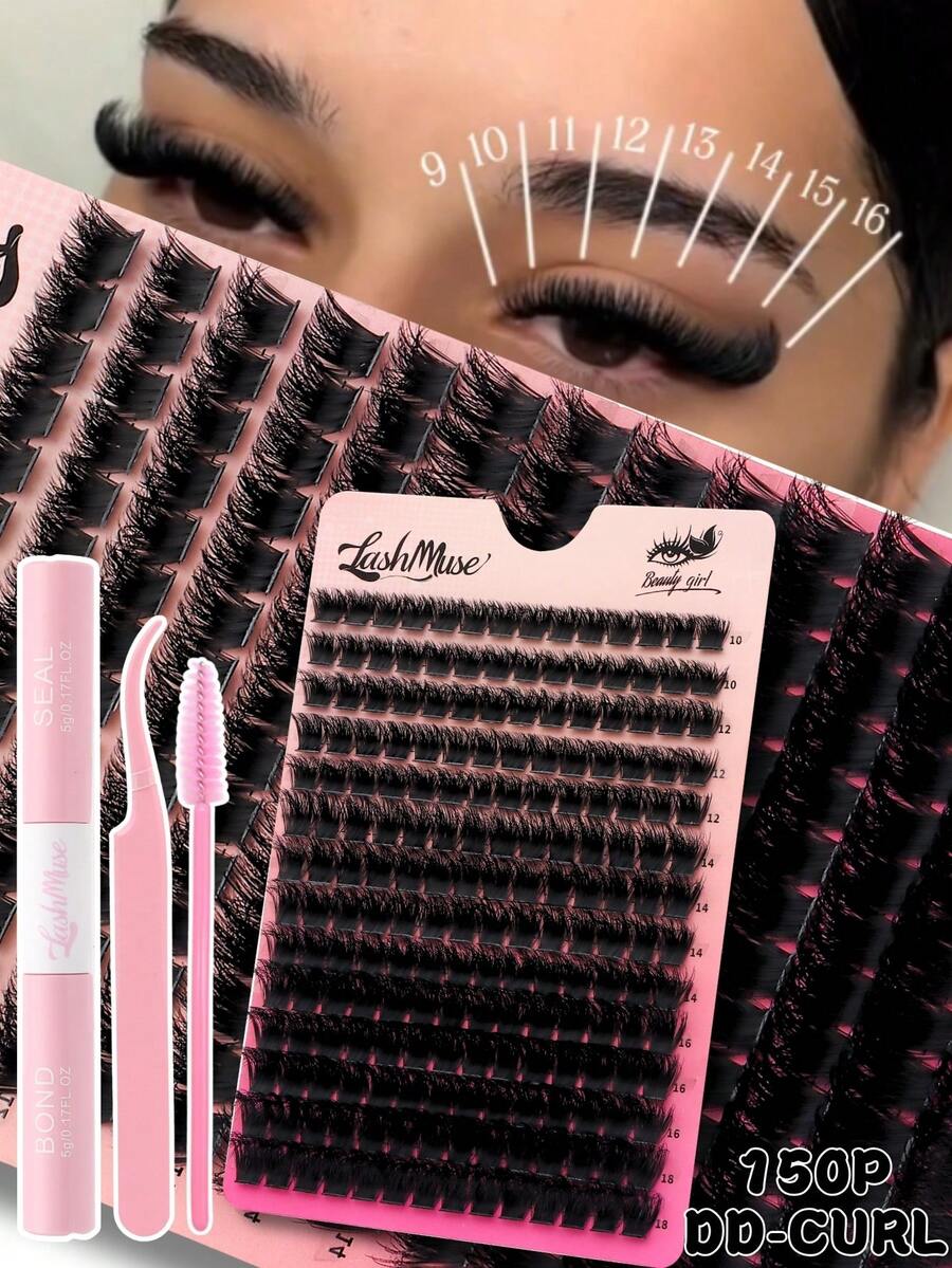 392PCS 0.39-0.71inch Mixed Size D-Curl Design 200D Russian Curl False Eyelashes | Natural Soft Fluffy Cluster Fake Lashes | Wispy Smoke Effect DIY Lashes | Lash Clusters, Eyelash Clusters, Individual Eyelashes, Fake Lashes | Beauty & Health, Personal Care, Festive Glam Beauty | Includes Lash Glue, Lash Tweezers, And Lash Brush | Perfect For Daily Wear, Party, Cosplay, Night Out, Thanksgiving, Christmas, Halloween Makeup & More - 黑色 - 查看 1
