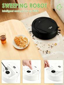 1 Piece Robot Vacuum Cleaner, Can Clean From Hard Floors To Medium-Thick Carpets, Super Suction, Ultra-Thin And Quiet, Built-In Memory Function, Multiple Cleaning Modes, 3 Cleaning Modes. Best For Removing Pet Hair, Food Crumbs, Water On The Floor - A Good Helper For Home Cleaning. - 黑色 - 查看 3