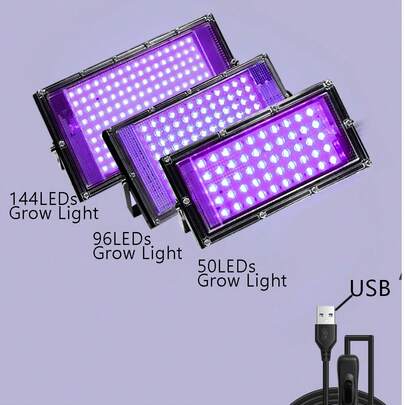 Đèn UV đen cho các bữa tiệc rực rỡ, Đèn huỳnh quang cực tím LED, Chống nước IP66, Đèn pha ngoài trời siêu mỏng có phích cắm USB, Điều khiển công tắc và cáp 59 inch, Có sẵn 50/96/144 đèn LED, Bề mặt kim loại, Lý tưởng để sử dụng ngoài trời, Tiệc đèn đen, Đèn sân khấu, Halloween, Giáng sinh, Vẽ cơ thể, Áp phích huỳnh quang, Đèn neon