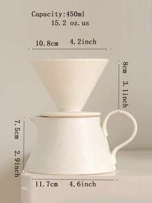 陶瓷手冲咖啡滤杯、陶瓷咖啡分享壶、个性化奶油咖啡杯、送给挚友的咖啡礼品套装、咖啡过滤漏斗 重返校园 - 咖啡壺白色 - 查看 3