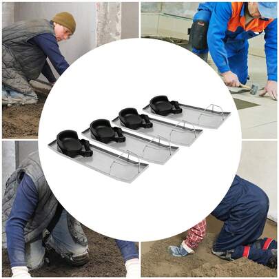 Concrete Knee Boards Slider, 2 Pairs Knee Boards, 28'' X 8'' Knee Boards Concrete Moving Sliders With Concrete Knee Pads & Board Straps For Cement And Concrete Finishing