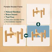 加高陶瓷猫碗加高狗碗防滑猫食碗带竹架狗粮水套装防呕吐、无压力，适合中型犬