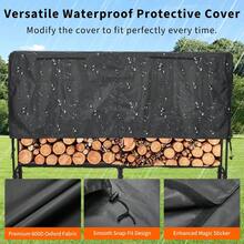 Leñero de metal para exterior, leñero para exterior, leñero para exterior con funda impermeable, leñero para interior y exterior, color negro - Negro con funda - Ver 4