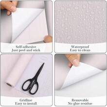 Arthome 40x300CM Papel de Contacto Autoadhesivo Vinilo de PVC Grano de Beige Lino Impermeable,Papel Pintado Vinilo Decorativo para Muebles,Encimera,Cocina,Estante - Tela Rosado - Ver 11