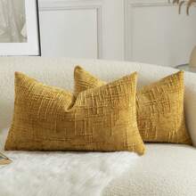 1 Vỏ gối nhung trung tính, Vỏ gối trang trí có họa tiết mềm mại, Thích hợp cho ghế sofa, giường, trang trí nhà cửa, 45 X 45 cm - Màu vàng - Xem 13