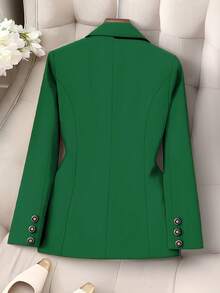 HOMEYEE Vintage Casual Blazer Jacket With Contrast Color Blocking, Suitable For Spring, Summer, Autumn, Winter, Elegant For Business, Office, Vacation - 綠色 - 查看 2