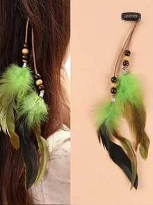 1pc Retro Artificial Feather Decorative Tassel Hairpin Bohemian Feather Fashionable Hairpin Retro Metal Hairpin Suitable For Women'S Daily Wear, Travel And Party Wear, Claw Clips, Hair Claws, Hair Slide, Hair Barrettes