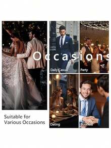 Mens Suit 3 Piece Slim Fit Double Breasted Vest Men's Suits Tuxedo Set Casual Jacket Blazer Vest Pants Groom Wedding - Xanh đậm - Xem 7
