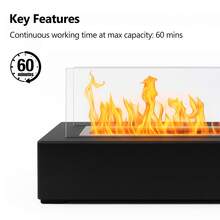 Indoor Outdoor Fire Pit – 45cm Compact Tabletop Fireplace, Clean-Burning Flame For Coffee Tables, Patios & Dining Areas, No Gas Line Or Chimney Required - 黑色 - 查看 5