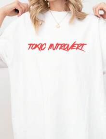 Toxic Introvert Graphic T-Shirt, Funny Introvert Shirt, Sarcastic Quote Tee, Bold Red Text Shirt, Gift For Introver, Uni Tee.JPG220G Heavyweight Cotton T-Shirt For And Wo – Crafted From Thick, Breathable Pure Cotton For Lasting Comfort And Durability. Perfect For Work, Gym, Travel, Casual Outings, Outdoor Sports, And Layering In All Seasons. Great For School, Streetwear, Or Just Relaxing At Home. - 白色1 - 查看 1