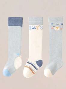 3 Pairs Of Baby Spring And Autumn Knee High Socks, Baby Long Socks, Breathable, Mosquito Proof, Newborn Socks - Multicolor - View 4