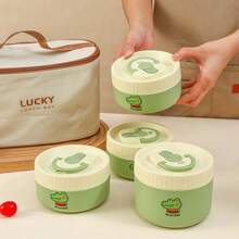 صندوق غداء حراري دائري من الفولاذ المقاوم للصدأ 304 بنمط جميل مع مقبض، صندوق بنتو مزدوج الطبقة معزول قابل للفصل، حاوية غداء محمولة وإعادة الاستخدام مقاومة للتسرب، حاوية تخزين الطعام، آمنة للميكروويف والغسالة الآلية، مناسبة لاستخدام الطلاب والبالغين في المدرسة والمكتب والتخييم والنزهات والسفر