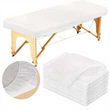 10 piezas Noverlife Sábanas desechables ajustadas para mesa de masaje de 90 x 210 cm, Cubiertas para cama de spa, Tela no tejida transpirable, Cubierta protectora desechable para mesa de masaje, Uso único para tratamientos de belleza, faciales y cuidado de la piel en salones - Blanco - Ver 1