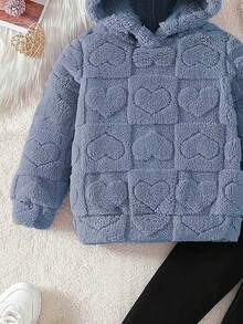 Setelan Baju Hoodie Plush untuk Anak Perempuan dan Legging Polos Kasual, Pakaian Sehari-hari yang Nyaman untuk Musim Dingin - Baby Blue - View 5