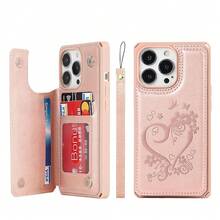 For IPhone 13 Pro Max Case With Card Holder, Wallet Case For Women Men, For IPhone 13 Pro Max Phone Case With Stand & Strap,Leather Shockproof Protective Case Cover- Rose Gold{"Color_name":"E-Rosegold"} - 多色17 - 查看 1