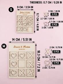 Spersonalizowane drewniane pamiątki z grami planszowymi z imieniem i datą, Spersonalizowane pamiątki z grami planszowymi na wesele, Spersonalizowane drewniane dekoracje stołu jadalnego, Prezenty dla gości, Prezenty ślubne, Prezenty urodzinowe, Wielofunkcyjne, Dekoracje, Moda, Wystrój domu, Odpowiednie dla taty, mamy, rodziny, przyjaciół, pana młodego, panny młodej i pary - Styl A - Zobacz 6