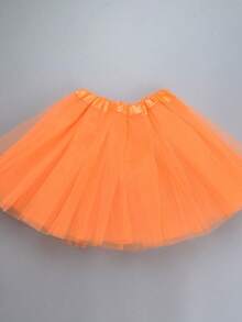 1pc Adult 4-Layer Tutu Skirt, Mesh Inner Lining Princess Puff Skirt, Cosplay Costume Tulle Dress For Birthday Party, Halloween Role Play Fall Clothes For Women - Orange - View 5