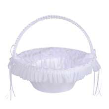 Photography Basket Props For Studio Photo Shoots With Pearl And Satin Ribbons For Weddings And Special Events - White - View 6