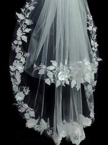 1pc New Bride Wedding Headpiece, High-End Swiss Mesh & Lace Veil, White Elegant Minimalist Photo Prop Headpiece