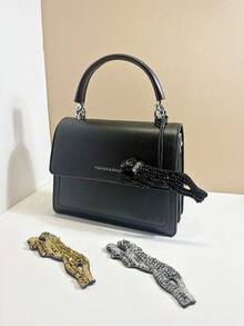 1 pieza Mochila, bolso de hombro, bolso diagonal, bolso de mano, bolso de axila, bolsa de maquillaje u otra bolsa de almacenamiento, colgante de coche, llavero, colgante de cintura, colgante de equipaje, colgante de identificación, hecho a mano con cuentas en negro, plateado y dorado con diseño de leopardo, versátil, divertido e interesante, adecuado para parejas, novias, estudiantes, hombres y mujeres para el trabajo, el transporte diario, citas, vacaciones, viajes, regalos pequeños, cumpleaños, etc.