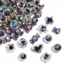 10pcs/Pack Acrylic Black Plated Colorful Beads, UV Plated Candy Heart Shaped Multicolor Star Beads, DIY Phone Chain Necklace Bracelet Pendant Beading Accessories Wholesale