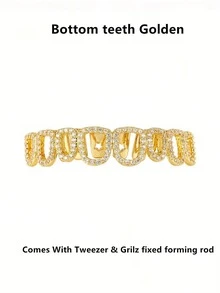 2 chiếc răng sứ Zirconia 5A khảm Hip-Hop GRILLZ răng vàng khoét lỗ dùng làm quà tặng Halloween & tiệc tùng phù hợp cho nam và nữ - Nhiều màu - Xem 8
