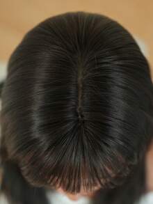 7JHH WIGS 20 英寸分层中长深棕色女士假发，优雅蓬松的全刘海合成假发，自然柔软耐热纤维假发，适合日常佩戴，初学者无胶假发配饰，母亲节礼物 - Dark Brown - 查看 7