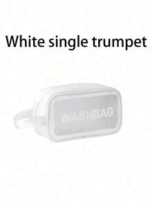 1 pièce Sac de toilette noir en PU à séparation sèche et humide, transparent et imperméable, à double couche, grande capacité, multifonction, sac de rangement pour le maquillage, sac de sport et de natation portable pour hommes et femmes