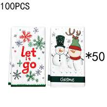 2 piezas/100 piezas Paños de cocina con estampado de muñeco de nieve y alce navideños, adecuados para comedores, cocinas, baños, decoración diaria, fiestas familiares, decoración del hogar y artículos del hogar de colores brillantes. Se puede regalar a alguien.