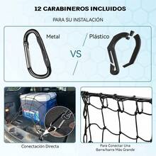 180*120cm Juego de red de látex para equipaje de coche, Bolsas Porta Equipajes, Malla Red Portaequipajes Elástica Universal Techo - Negro - Ver 3