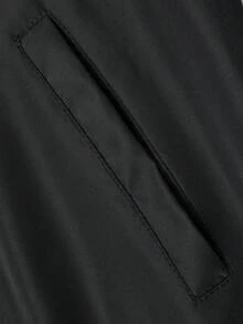 Chaqueta de béisbol casual de manga larga con cremallera y unicolor para hombres - Negro - Ver 9