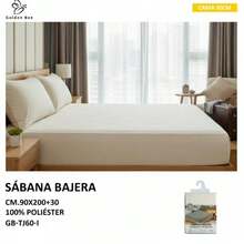 Ajuste elástico profundo+Sábana bajera ajustable+antiarrugas fácil de limpiar+dormitorio/hotel/apartamento+familia90*200cm - Beis - Ver 3