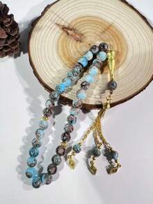 1 件 33 颗珠子天然石手链，黑色扎染 Tasbeeh - 黑色 - 查看 13