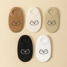 5pairs Baby Cartoon Pattern & Solid Color Socks Low-Cut Ankle Socks - Multicolor - View 7