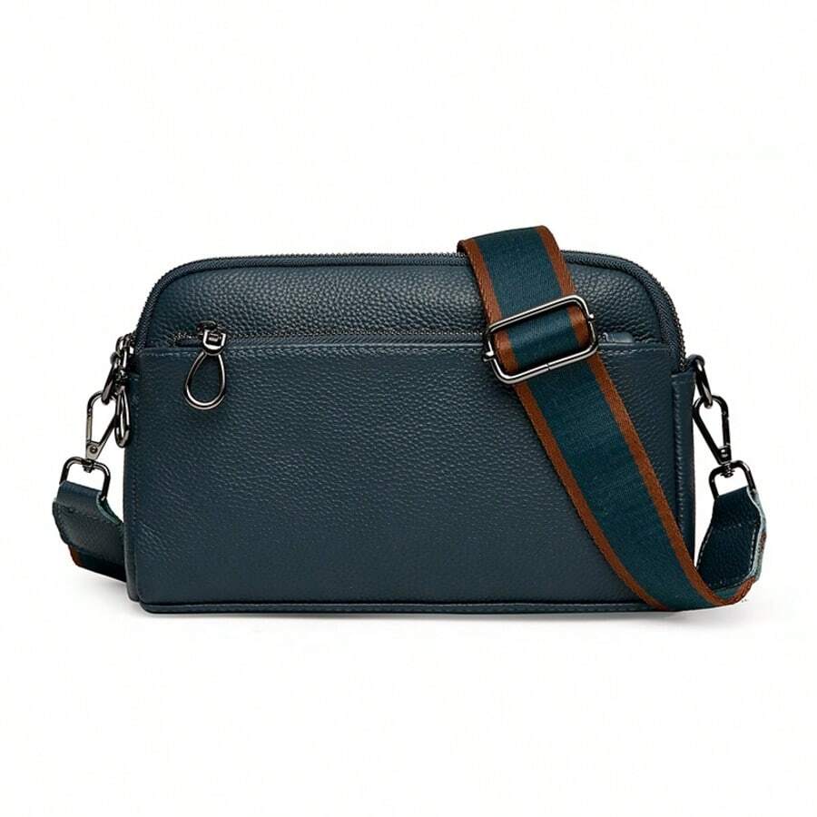 Soft Leather Fashion Women's Bag - Dark Blue - View 1