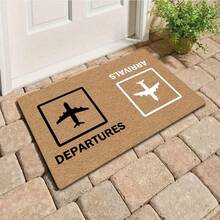 1 Piece Airline Themed Doormat With Airplane And Departure Text - 3.94inch Thick TPR Non-Slip Rubber Base, Washable, Yellow Coconut Brown Design, Suitable Entrance, Living Room, Bedroom, Kitchen, Bathroom, RV, And Elevator - Durable Home Decor, Entrance Doormat, Tropical Home Decor, Non-Slip Base FE4Q - 彩色 - 查看 5