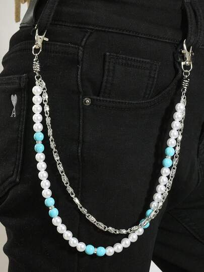Pants Chain For Men&Women Punk Chain Belt Layered Bead Pearl Wallet Chain Jeans Jewelry Accessory $9.99$9.99