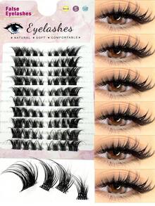 80PCS (8-15mm) Of Eyelash D Curly Mink Eyelash Expansion Kit, Natural Appearance And Soft Personal Long Eyelashes. Lash Clusters, Eyelash Clusters, Individual Eyelashes, Lashes, Lashes - 黑色 - 查看 2