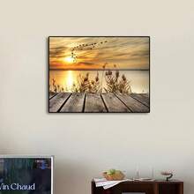 Modern Style Frameless Canvas Painting, Sunset Bird Flock Landscape, Waterproof And Odorless, Suitable As Birthday Gift, Decoration For Bedroom, Office, Living Room, Home And Dorm