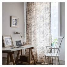 Bohemian Curtains 63 Inch, Floral Window Drapes 2 Panels, French Country Farmhouse Curtains For Living Room, Semi Sheer Cotton Linen Toile Curtains For Bedroom - 多色170 - 查看 6