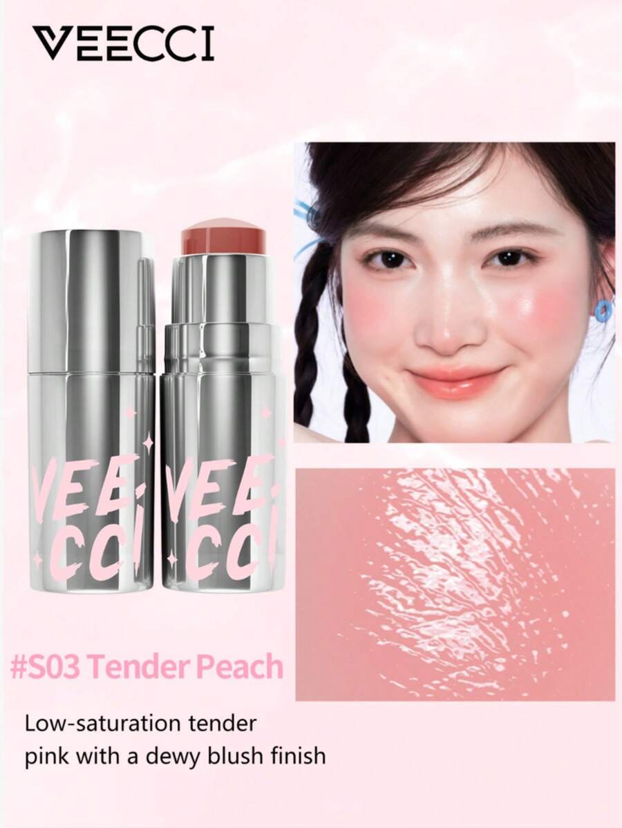 VEECCI 保湿棒、高光棒、保湿提亮、3D立体塑形棒、自然保湿肌肤 - #S03 Tender Peach - 查看 1
