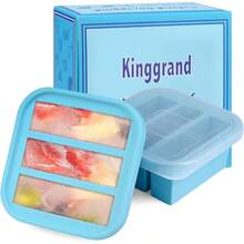 12 - Cup Silicone Freezer Tray With Lid 2 Pack Soup Freezer Molds Food Freezing Container Make 6 Soups, Broths, Stews, Sauces, Curries - 3 lỗ - Xem 2