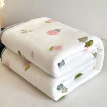 1 pieza Manta de doble capa con estampado de pequeños animales, ajustable a la temperatura, lavable, adecuada para viajes, dormitorio, sofá, habitación, todo el año