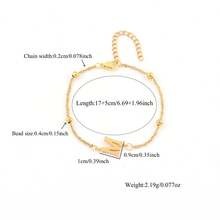 1 pieza Nuevo brazalete de cadena de acero inoxidable con letra minimalista, adecuado para usar en fiestas - Amarillo Oro - Ver 2