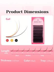 12排5D睫毛嫁接，C/D卷度，0.07毫米粗，8-15毫米混合长度，U型扇形，手工制作，超柔软轻盈，自然浓密，交联单根，蓬松纤细，仿貂毛，适合专业美睫师使用 - 黑色 - 查看 6