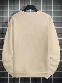 ONE WAVE 男士秋冬新款学院风字母印花个性化街头英文标语圆领卫衣 - 杏色 - 查看 5