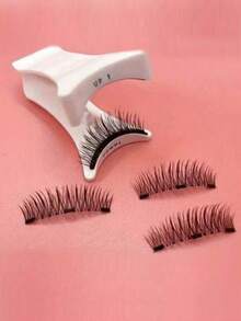 Magnetic Eyelashes Set (With Eyelash Applicator) - Reusable, Professional Makeup Tool, Alcohol-Free, Fragrance-Free Plastic Material, Eyelash Set - Multicolor - View 2