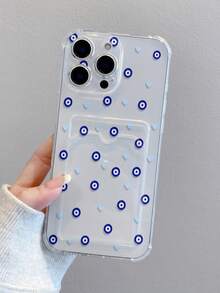 1pc Fashionable Full-Screen Blue Eye & Heart Pattern Transparent TPU Shockproof Phone Case Compatible With IPhone XS/XS Max/XR/11/12/13/14/14 Plus/15/15 Plus/16/16 Plus/7/8 Plus/17/17 Pro And Other Models - Multicolor - View 3