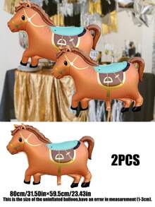 1/2/5pcs Giant Standing Cartoon Aristocratic Horse Aluminum Foil Balloons, Cute Aristocratic Horse Helium Balloons 18 Inch Round Balloon, Heart & Star Shaped Aluminum Foil Balloons, Suitable For Wedding, Engagement, Horse Racing Theme Party, Birthday Party Decoration