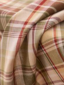 1pc Christmas Beige & Plaid Tablecloth, Thickened Woven Material For Square Table, Suitable For Holiday Gatherings And Parties - Beige, Red and Green - View 6